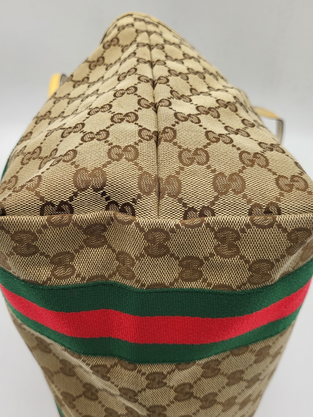 GUCCI GG Canvas Web Sherry Line Patent Leather Jolie Large Tote Bag..Auth W/COA - Picture 7 of 16